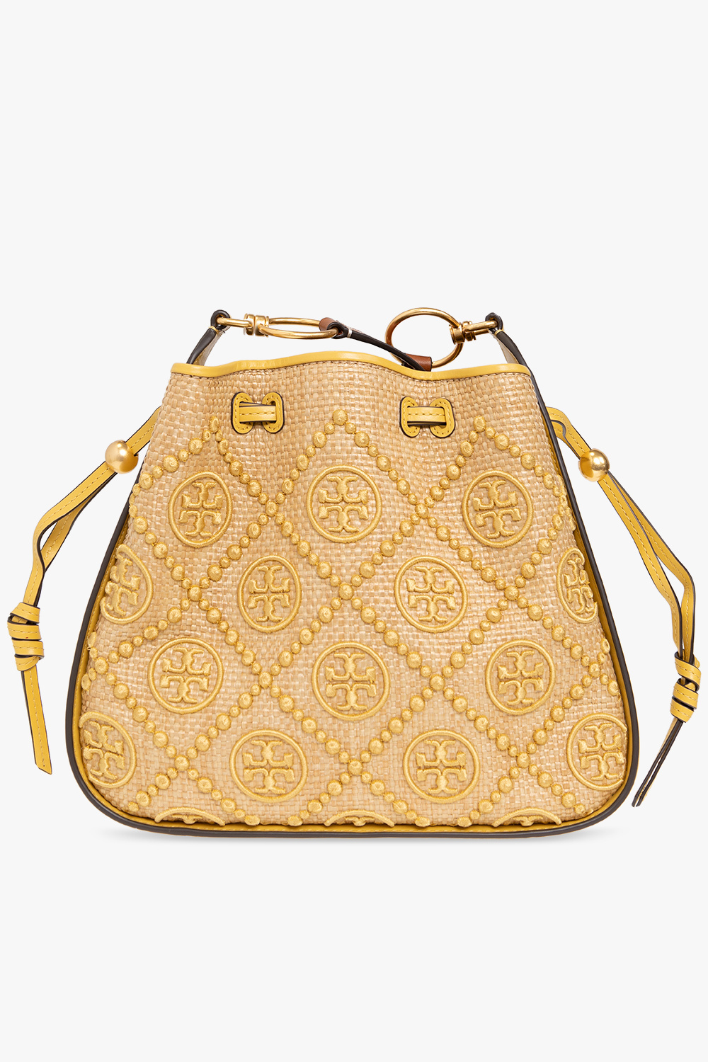 ショルダーバッグ・ポシェット Tory Burch FW25 Tory Burch Bags.. Yellow (154710 700) Tory Burch Yellow Leather Embroidered Floral Chain Crossbody